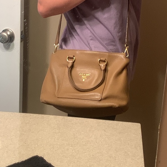 PRADA Vitello Daino Caramel Leather Bag - Picture 15 of 15